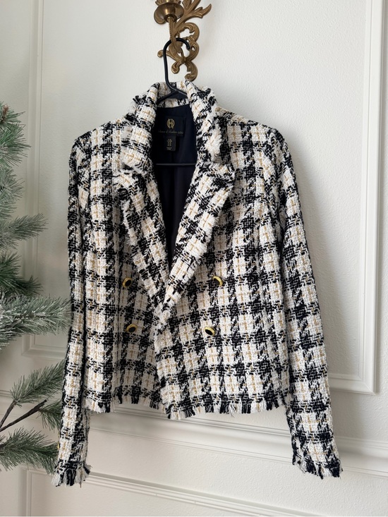 House of Harlow 1960 Jackets & Blazers - House of Harlow 1960 Plaid Tweed Blazer in Black, White & Cream